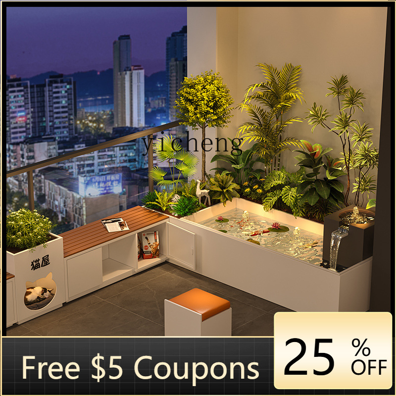 Bonsai Garden Fountain - Garden Balcony Flower Box Sitting Stool