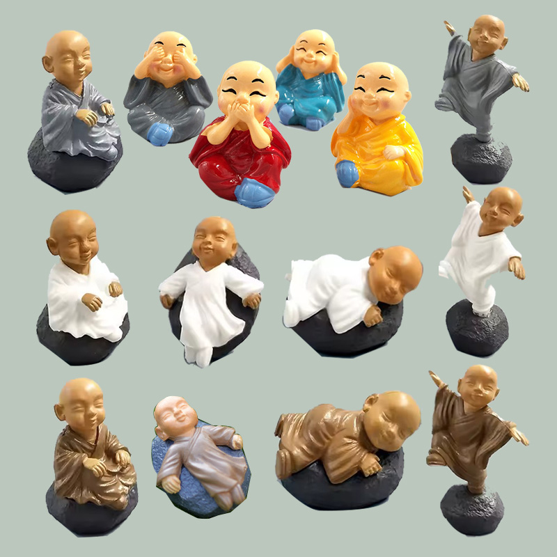 Bonsai Garden Japan - 4pcs Chinese Kongfu Monk Miniature Figurines