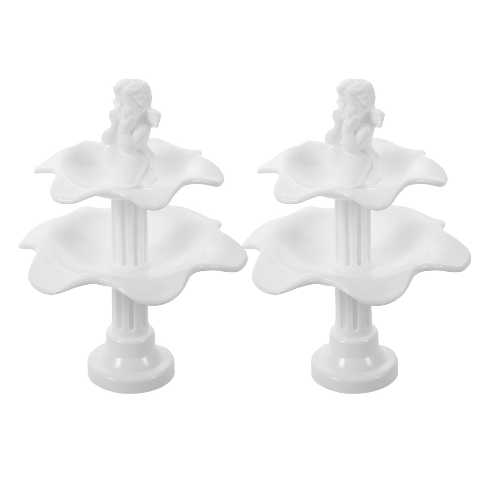 Bonsai Garden Fountain - 2Pcs Miniature Fountain Decor Plastic Two-Tier