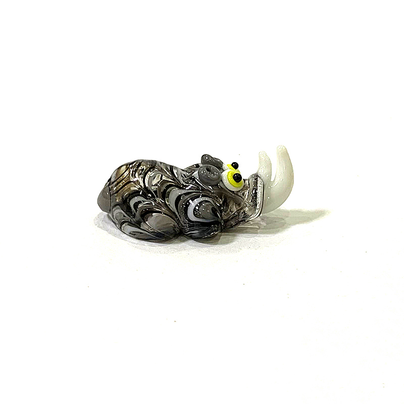 Miniature Glass Rhino Figurine - đánh giá và giá Bonsai Garden Japan
