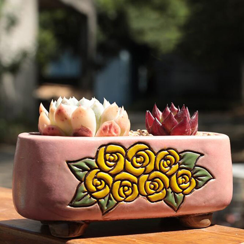 Ceramic Rectangle Floral Patte - đánh giá và giá Bonsai Garden Europe