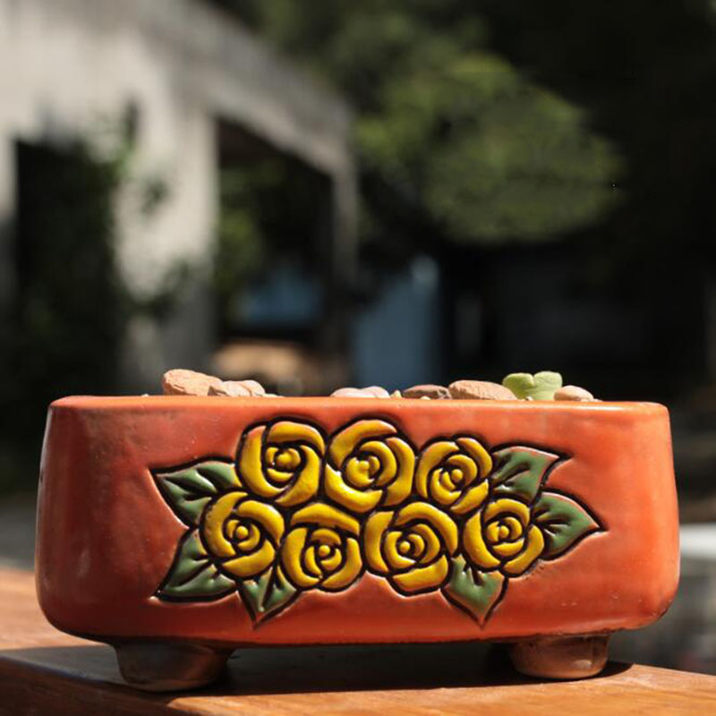 Ceramic Rectangle Floral Patte - đánh giá và giá Bonsai Garden Europe