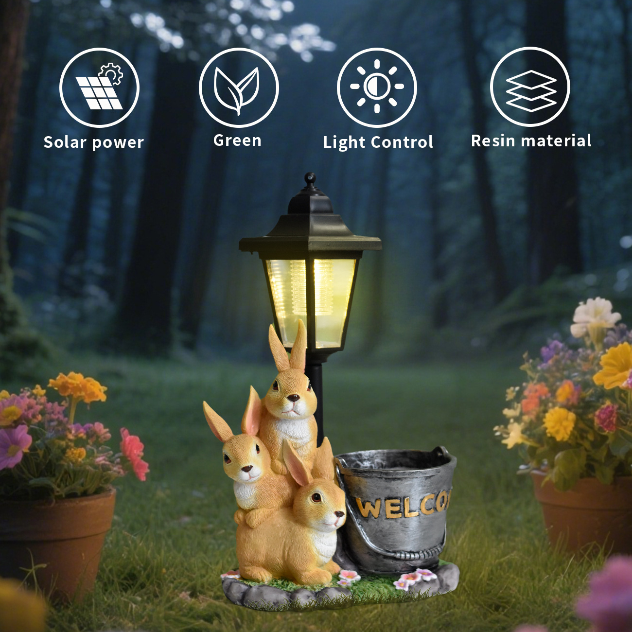 New rabbit solar garden light  - đánh giá và giá Bonsai Garden Pot