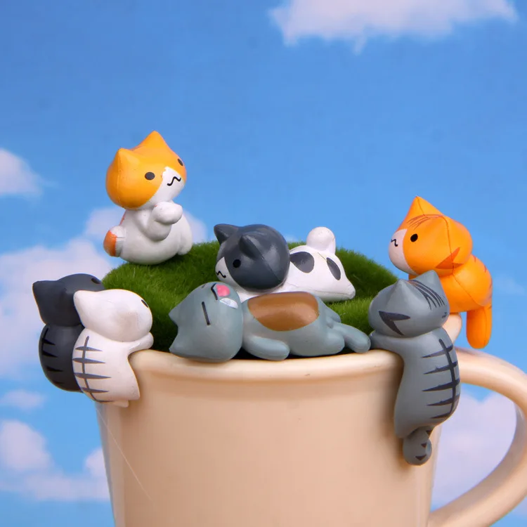 6Pcs/Set Cartoon Lucky pvc Cat - đánh giá và giá Bonsai Garden Japan