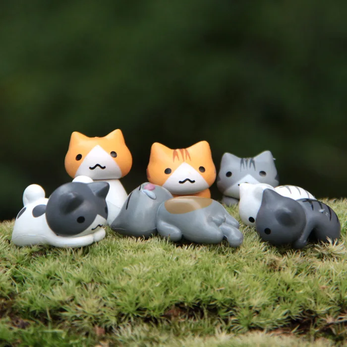 6Pcs/Set Cartoon Lucky pvc Cat - đánh giá và giá Bonsai Garden Japan